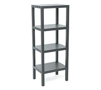 TATAY Mensola Rettangolare Lombok, 4 Altezze, Polipropilene, Senza BPA , Finitura Effetto Legno, Tamponi Antiscivolo, Max 10 kg per Ripiano, Facile Assemblaggio, 38x29x100 cm, Grigio