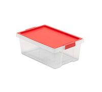 Tatay Scatola portaoggetti con coperchio, capacità 7 l, con manici, coperchio in polipropilene riciclato, trasparente, senza BPA, colore rosso, misure 25 x 36 x 13 cm