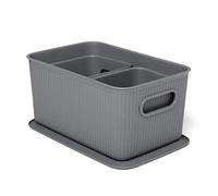 TATAY Set di 3 Cestino Portaoggetti Baobab (1 x 5L, 2 x 1,5L) e Coperchio 5L, in Polipropilene, Senza BPA, Grigio