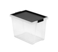 Tatay Scatola portaoggetti con coperchio, capacità 15 l, con manici, coperchio in polipropilene riciclato, trasparente, senza BPA, colore nero, misure 25 x 36 x 26 cm