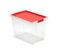 Tatay Scatola portaoggetti con coperchio, capacità 15 l, con manici, coperchio in polipropilene riciclato, trasparente, senza BPA, colore rosso, misure 25 x 36 x 26 cm