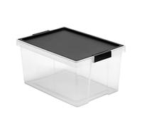 TATAY Scatole con Coperchio, Capacità 35L, con Maniglie, Coperchio 100% Materiali Riciclati, senza BPA, Trasparente, Nero. Dimensioni 37 x 51 x 26 cm