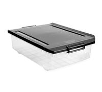 TATAY Scatole Plastica con Coperchio 32 L Sottiletto - Classic | Coperchio con Cerniere Incluse | Manici Ergonomici in ABS | Ruote Integrate | Design Resistente | Plastica BPA Free | 40x57x18 cm, Nero