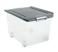 TATAY Scatole Plastica con Coperchio 60 L Multiuso - Classic | Coperchio con Cerniera | Ruote Incluse | Manici Ergonomici in ABS | Impilabile e Resistente | Plastica BPA Free | 40x56,5x36,2 cm, Grigio