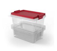 TATAY Set di 3 Scatole con Coperchio, 2 x 7L, 1 x 15L, con Maniglie, Coperchio 100% Materiali Riciclati, senza BPA, Trasparente, Nero. Dimensioni 25 x 36 x 29 cm