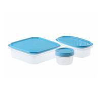 TATAY Set di 3 Contenitori per Alimenti (1 x 1.3L, 1 x 0.5L, 1 x 0.2L), Coperchio a vite e a pressione, Senza BPA, Adatto a microonde e lavastoviglie, Colore Blu.