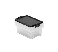 TATAY Set di 3 Scatole con Coperchio, Capacità 7L, con Maniglie, Coperchio 100% Materiali Riciclati, senza BPA, Trasparente, Nero. Dimensioni 25 x 36 x 13 cm