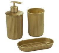 Tatay Set di 4 pezzi da appoggio per il bagno (bicchiere + dispenser + portasapone) Baobab, Plastica, Senza BPA, Nero