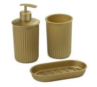 Tatay Set di 4 pezzi da appoggio per il bagno (bicchiere + dispenser + portasapone) Baobab, Plastica, Senza BPA, Nero