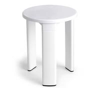 Tatay Sgabello da bagno rotondo, con tre gambe, in plastica resistente, facile da pulire. Colore bianco, finitura lucida. Misure 31,5 x 31,5 x 40,5 cm.