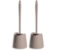 TATAY Spazzolone Bagno WC | Materiali Resistenti | Design Moderno | Spazzola Fissa e Durevole per Igiene Quotidiana | Colori Diversi | 12 x 12 x 38 cm - Tortora (Confezione da 2)