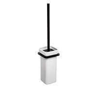 TATAY Spazzolone Bagno WC senza fori | Sistema Glue Fix o Viti Incluse | Scopino Bagno WC in Alluminio Resistente | 12 x 12 x 38 cm - Collezione Onyx - Bianco e Nero