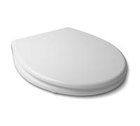 TATAY Sedile WC Universale Basic, Legno MDF, Forma Ovale, Resistente e Caldo, Installazione Facile, Bianco, Misura 40,4 x 36,4 x 17 cm