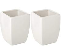 TATAY Thai, Bicchiere porta spazzolini, ceramica, bianco, 7,5 x 7,5 x 10 cm (Confezione da 2)