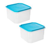 Tatay Top Flex - Set di 2 contenitori quadrati alti da 2,9 l con coperchi a scatto. Blu
