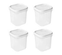 Tatay Top Flex - Set di 4 contenitori quadrati alti da 0,7 l con coperchi a scatto. Bianco