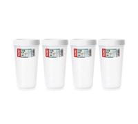 Tatay Twist - Set di 4 contenitori rotondi da 0,6 l con coperchi ermetici a vite. Bianco