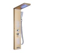 tatic Black Matte Shower System with LED Rainfall & Waterfall Panel, ry SPA Shower Column, Double Handle Mixer Tap, Tower SLE Faucet (6004 d 1)