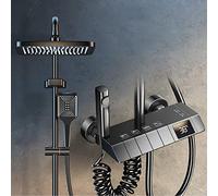 tatic Colonna doccia con soffione a pioggia, rubinetto a cascata in ottone, controller digitale portatile, sistema doccia nero h, ry per bagni moderni