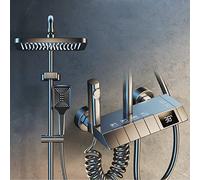 tatic Rainfall Shower Column with Handheld Faucet, Digital Display, Brass Cascade System, Piano Key Control, Grey h - ry Bathroom Upgrade