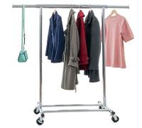 Tatkraft Danko - Stand Appendiabiti con Ruote Resistente, Portata 100kg, Pieghevole, Montaggio in 1Min, Professionale Stand per Abiti, Acciaio Cromato