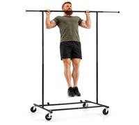Tatkraft Derek - Professionale Stand Appendiabiti, Fino a 100 kg, Nero | Stender Appendiabiti su Ruote, Appendiabiti Pieghevole, Montaggio in 1 min, Barra Estensibile 129-188x55x146-171 cm