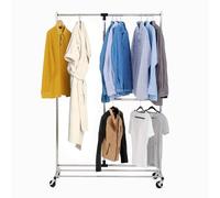 Tatkraft Marvel - Robusto Stand Appendiabiti da Terra, Barra Estensibile in Larghezza, Finitura in Acciaio Cromato Lucida, 116 x 49 x 188 cm