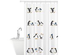 Tatkraft Penguins Tenda da Doccia in Poliestere con Rane Divertenti, Resistente alla Muffa, Impermeabile, 180X180 cm, 12 Anelli Doccia Inclusi
