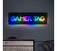 TATLETATLE Cartello acrilico - Segnaletica decorativa per console di gioco, insegna al neon personalizzata per giocatori, stile moderno, dimensioni 8", 10", 12", 14"