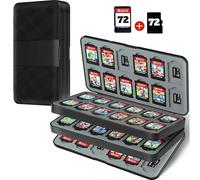 TATMOHIK Switch Game Case per 72 carte Nintendo Switch Games e 72 schede Micro SD, cartuccia di supporto per giochi Nintendo Switch con 72 slot, custodia compatta e portatile (nero)