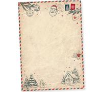 TATMOTIVE North Pole Air Mail 50 fogli di carta da lettere natalizia, formato A4, Classico, bianco o crema