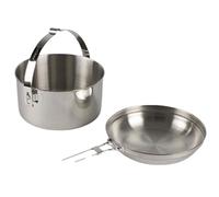 Tatonka Kettle Camping - Set da cucina da 2,5 l, pentola e padella in acciaio inox, volume 2,5 litri, con manico per appenderlo, diametro 20 x 12,5 cm, colore: argento