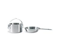 Tatonka Kettle Camping - Set da cucina da 2,5 l, pentola e padella in acciaio inox, volume 2,5 litri, con manico per appenderlo, diametro 20 x 12,5 cm, colore: argento