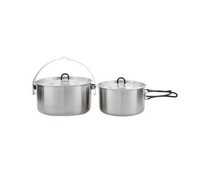 Tatonka Kettle Set II - Pentola per esterni in acciaio inox con scala volumetrica e coperchio con funzione filtro - 1,6 litri e 2,5 litri