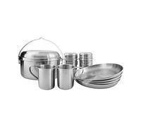 Tatonka Set di pentole da campeggio Picnic IV (12 pezzi) - stoviglie in acciaio inox per pic-nic a quarto, con pentola, padella, piatti e bicchieri (con coperchio) - senza sostanze nocive e per uso