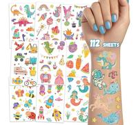 TatoYard 1120 tatuaggi glitterati per bambini, 112 fogli di tatuaggi temporanei per ragazzi e ragazze, ricompense per classe, accessori per feste di compleanno