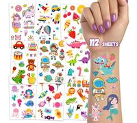 TatoYard 1120pcs Tatuaggi Bambini - 112 Fogli Tatuaggi Temporanei Bambini Adesivi per Ragazzi Ragazzi Ragazze Ricompense per Bambini in Aula Accessori Festa Compleanno Giocatore