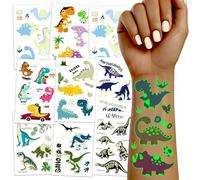 TatoYard Dinosauri Tatuaggi per Bambini, 20 Fogli Luminosi Tatuaggi Temporanei Stickers Bambini, Regalini per Invitati e Fine Festa Gadget Compleanno Bambini Pignatta Dinosauro Giocattolo