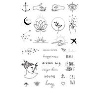 Tatsy Set di Tatuaggi Temporanei, Set Simple, Per Uomo e Donna, Design Unici, Originali, Copertura, Moderni, Hipster, Minimal, Urban, Scritte, Stelle, Ancora, Cuore, Mani, Tatuaggi Impermeabili