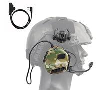 Tattiche Cuffie, Army Tactical Shooting Cuffia Auricolare Casco Militare, Protezione Per Le Orecchie Con Riduzione Del Rumore, Adattatore Per Rotaia Elmetto Rapido Con Cuffie PTT Walkie Talkie ( Color