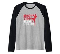 Tattiche e Tecniche di Boxing Fighter Muay Thai Maglia con Maniche Raglan