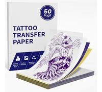 TATTMUSE Carta per trasferimento di Tatuaggi, 50 Pezzi, Formato A4, Stencil Termico, per stampanti, per Tatuaggi e Appassionati, Adatta per la Maggior Parte delle stampanti per Tatuaggi
