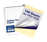 TATTMUSE Mini 8 x 13,3 cm Dimensioni tatuaggio carta trasferimento solo per TP31/TP32 Tattoo Printer, 100 fogli, adatto per tatuatori in tatuaggi semplici e tatuaggi minimalisti, kit tatuaggio per
