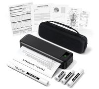 TATTMUSE Stampante Portatile A4 Kit, Stampante Termica Compatibile Connessione Bluetooth e USB, Con Custodia per il Trasporto e 4 Rotoli di Carta Termica, Senza Inchiostro Stampa in Nero e Bianco
