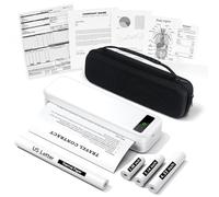 TATTMUSE Stampante Portatile A4 Kit, Stampante Termica Compatibile Connessione Bluetooth e USB, Con Custodia per il Trasporto e 4 Rotoli di Carta Termica, Senza Inchiostro Stampa in Nero e Bianco