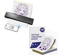 TATTMUSE Stampante Stencil Tattoo con 110 Fogli di Carta Transfer per Tatuaggi, Stencil Machine per Artisti e Principianti, Bluetooth Compatibile con Smartphone & Tablet