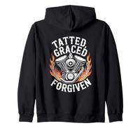 Tatto Graced Forgiven Cristiano Motociclista Felpa con Cappuccio