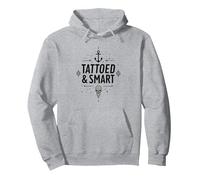 Tattoed & Smart: Saggezza del Teschio Nautico per Gli Amanti dell'inchiostro Felpa con Cappuccio, Unisex per Adulti, Grigio Melange, S