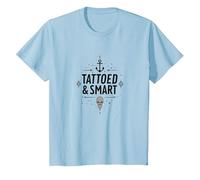 Tattoed & Smart: Saggezza del Teschio Nautico per Gli Amanti dell'inchiostro Maglietta, Bambini, Celeste, 2 Anni