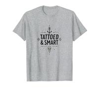 Tattoed & Smart: Saggezza del Teschio Nautico per Gli Amanti dell'inchiostro Maglietta, Uomo, Grigio Melange, 5XL